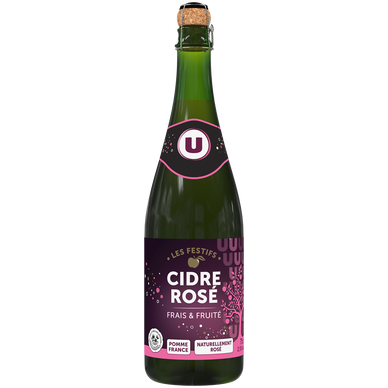 Cidre rosé  Les Festifs  2,5°, bouteille verre de 75cl