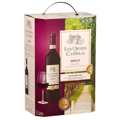 Merlot IGP rouge Les Ormes de Cambras bib 5 litres
