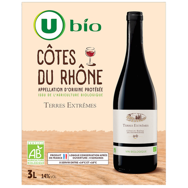 BIO Côtes dRhône AOP rouge Terres Extrêmes fontaine à vin 3L