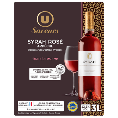 Ardèche Syrah IGP rosé grande réserve U Saveurs bag in box 3 litres