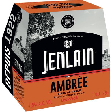 Bière ambrée JENLAIN 7,5°, pack de 6 de 25cl