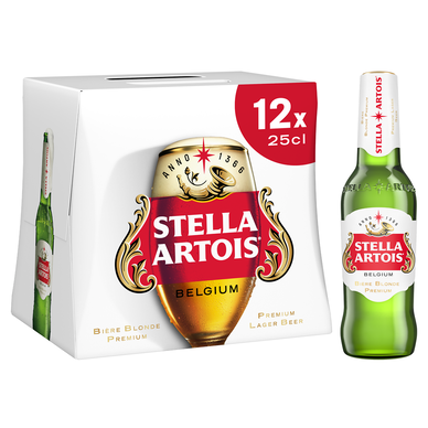 Bière blonde STELLA ARTOIS 5,2° 12x25cl
