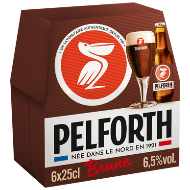 Bière brune PELFORTH, 6,5°, 6 bouteilles de 25cl