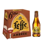 Bière ambrée LEFFE, 6,6° - bouteille 6x25cl