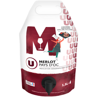 Merlot IGP rouge Pays d'OC fontaine à vin 1,5L