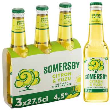 Bière aromatisée citron yuzu SOMERSBY, 4,5° - Bouteilles 3x27,5cl