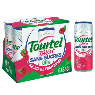 Boisson TOURTEL TWIST framboise sans sucres sans alcool 6x33cL