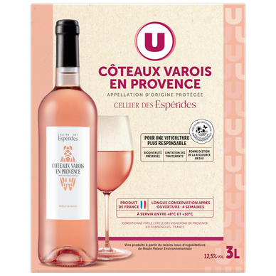 Vin rosé AOP Coteaux du Varois Provence Celliers Des Espéridesfontaine à vin, 3L