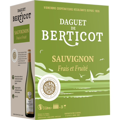 Vin blanc IGP d'Atlantique blanc Sauvi Daguet de Berticot fontaine àvin 3 litres