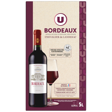 Bordeaux AOP rouge Chevalier de Landérac U fontaine à vin 5 litres