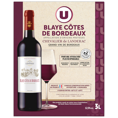 Blaye Côtes de Bordeaux AOP rouge Chevalier de Landérac fontaine à vin3 litres
