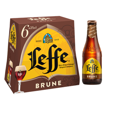 Bière brune LEFFE, 6,5° - bouteille 6x25cl
