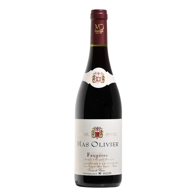 Vin rouge AOP Faugères Mas Olivier grande réserve fut sur chêne, 75cl