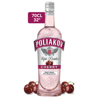 Boisson à base de vodka aromatisée cerise, POLIAKOV cherry, 32°, 70 cl