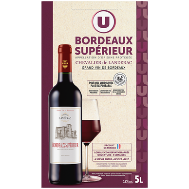 Vin rouge AOP Bordeaux Supérieur Chevalier de Landerac  fontaine à vin5L
