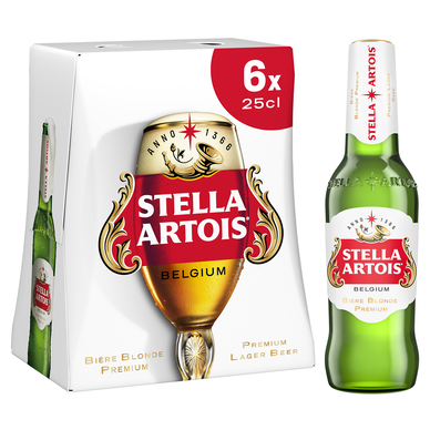 Bière blonde STELLA ARTOIS 5,2° 6x25cl