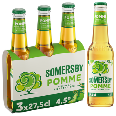 Bière aromatisée pomme SOMERSBY, 4,5° - Bouteilles 3x27,5cl