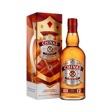Scotch whisky 12 ans d'âge CHIVAS REGAL, 40°, 70cl