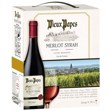 Vin Rouge Vieux Papes Merlot-Syrah, vin rouge de France - Fontaine à vin 3L