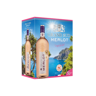 Vin rosé Merlot rosé IGP pays d'OC Grand Sud bag in box 5 litres