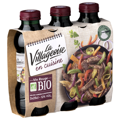 VCE rouge la Villageoise en cuisine bio 3x25cl