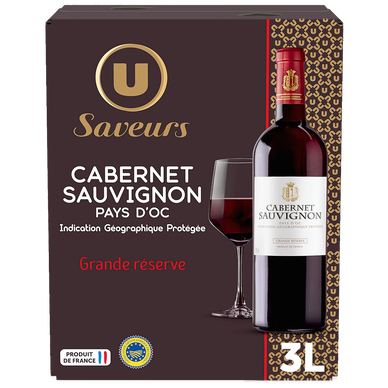 Vin rouge IGP Pays d'Oc Cabernet Sauvignon grande réserve - Fontaine àvin 3L