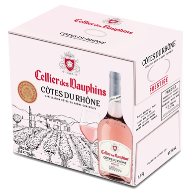Vin rosé AOP Côtes du Rhône CELLIER DES DAUPHINS prestige, bouteillede 75cl