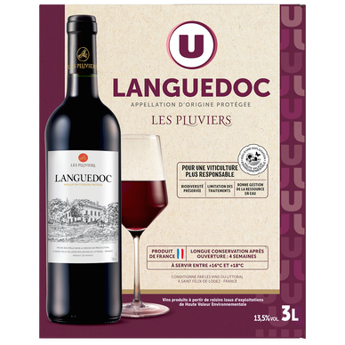 Vin rouge AOP Languedoc Les Pluviers  fontaine à vin  3l