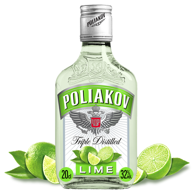 Boisson à base de vodka aromatisée citron vert POLIAKOV lime 32°, 20cls/blister