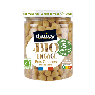 Pois chiches sans sel ajouté bio D'AUCY - Bocal 340g