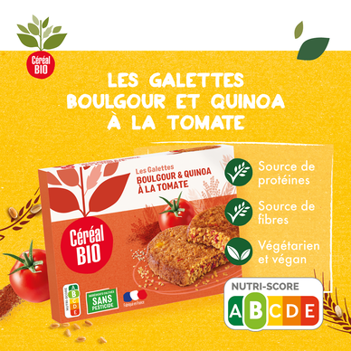 Galette Boulgour, Quinoa, Tomate et Paprika doux CEREAL BIO - 200g