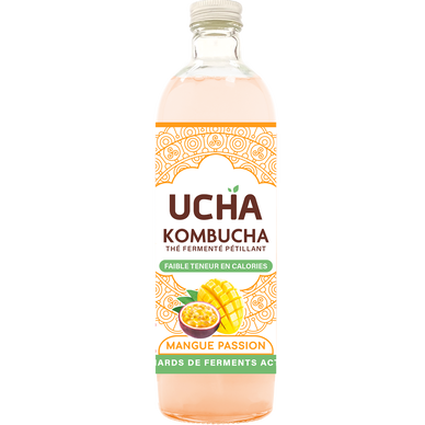 Thé fermenté pétillant Mangue Passion relax KOMBUCHA, bouteille 75cl