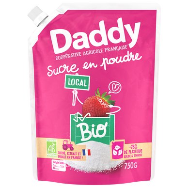 Sucre en poudre de betterave bio DADDY, profil pack 750g