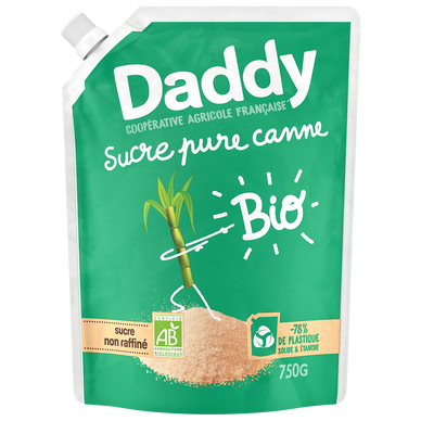 Sucre poudre pure canne bio DADDY profil pack kraft, 750g