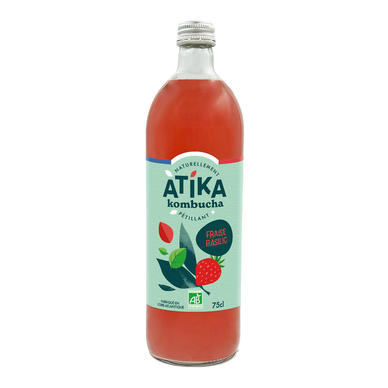 Kombucha au fraise basilic BIO ATIKA 75cl