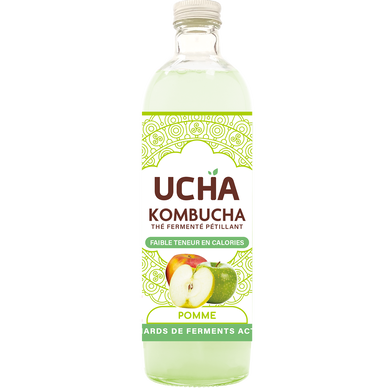 Thé fermenté pétillant pomme KOMBUCHA, bouteille 75cl