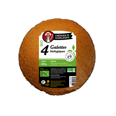 Galettes biologiques CREPERIE ARTISANAL GUERLEDAN, x4, 280g