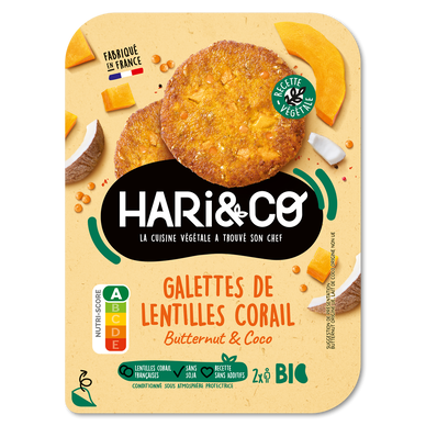 Galettes de lentilles corail bio butternut coco HARI&CO 170g