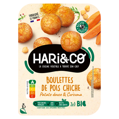Boulettes de pois chiches bio patate douce curcuma HARI&CO 180g