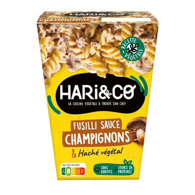 Fusili sauce champignons Paris, cèpes haché vég.HARI&CO 300G
