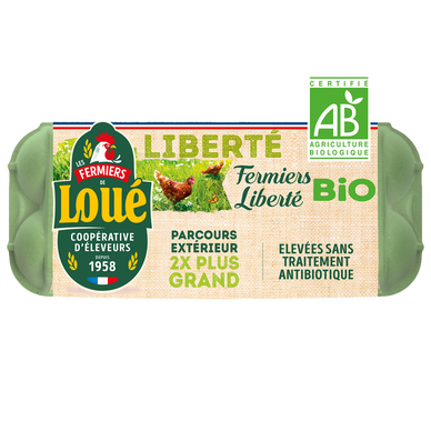Oeufs bio Plein air calibre moyen LOUE - Boîte de 10