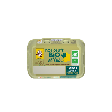 Gros  oeufs BIO L'OEUF DE NOS VILLAGES - Boîte de 6