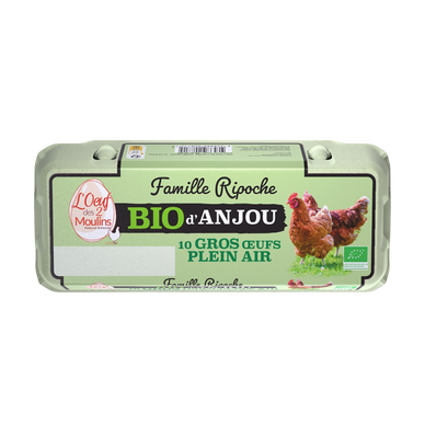 Oeufs bio calibre gros L'OEUF DES 2 MOULINS x10