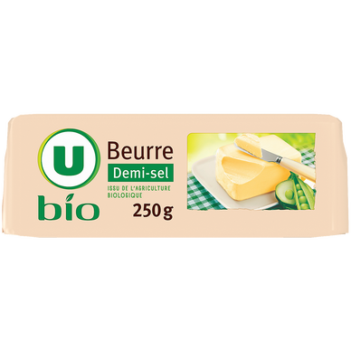 Beurre demi sel bio 80%MG - plaquette de 250g