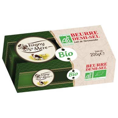 Beurre bio 1/2sel ISIGNY STE MERE, plaquette de 200g