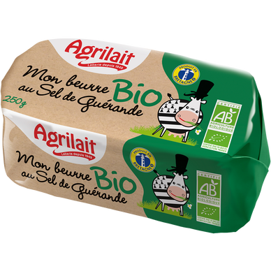 Beurre moulé demi-sel bio AGRILAIT - plaquette 250g