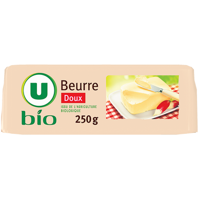 Beurre doux 82%mg, plaquette de 250g