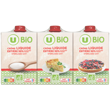 Crème entière UHT  30%MG, 3x20cl