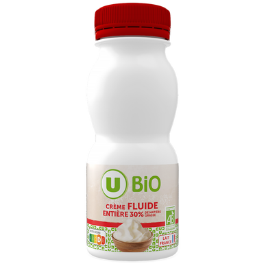 Crème fluide entière stérilisée uht 30%mg bouteille 25cl