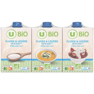 Crème Fluide & légère stérilisée uht 15%mg - 3x20cl